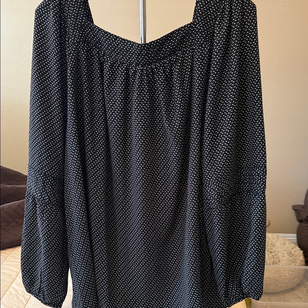 LC Lauren Conrad Black and White Dotted Blouse